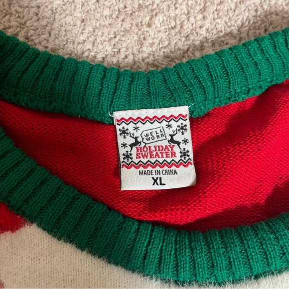 Festive Holiday Santa Christmas Sweater, Red White & Green size XL - Picture 2 of 10
